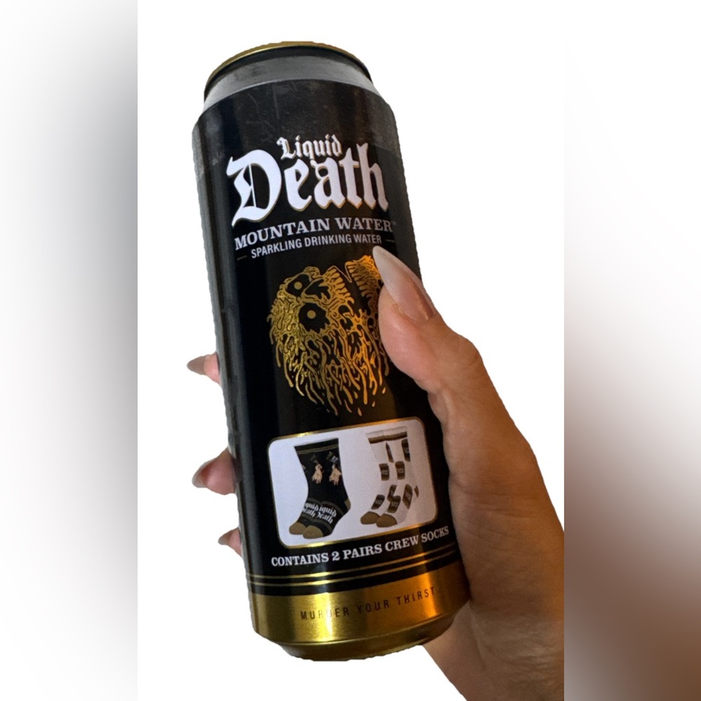 Liquid Death‎ Crew Socks In Can 2 Pair Novelty Gift Men 8-12 Women 9-14